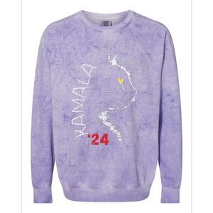 Cat Ladies For Kamala Cat 2024 President Kamala Harris Colorblast Crewneck Sweatshirt