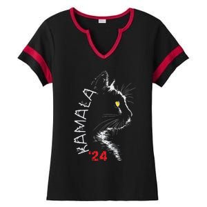 Cat Ladies For Kamala Cat 2024 President Kamala Harris Ladies Halftime Notch Neck Tee