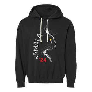 Cat Ladies For Kamala Cat 2024 President Kamala Harris Garment-Dyed Fleece Hoodie