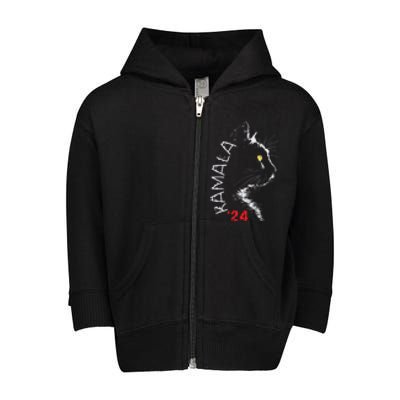 Cat Ladies For Kamala Cat 2024 President Kamala Harris Toddler Zip Fleece Hoodie