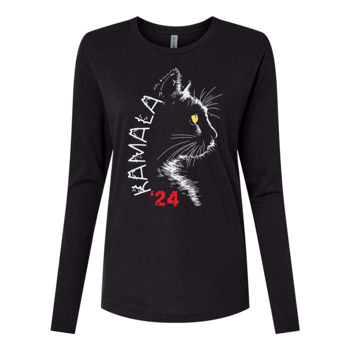 Cat Ladies For Kamala Cat 2024 President Kamala Harris Womens Cotton Relaxed Long Sleeve T-Shirt