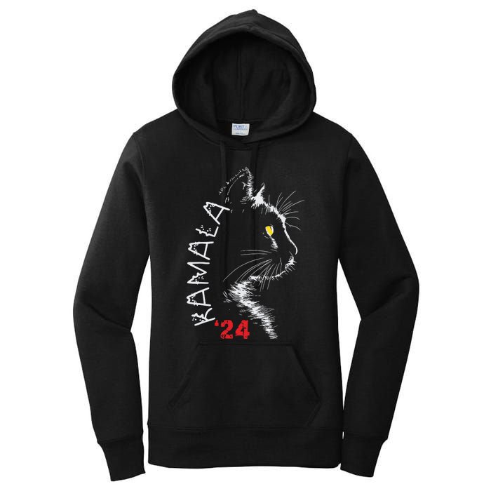 Cat Ladies For Kamala Cat 2024 President Kamala Harris Women's Pullover Hoodie