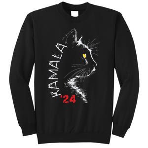 Cat Ladies For Kamala Cat 2024 President Kamala Harris Tall Sweatshirt