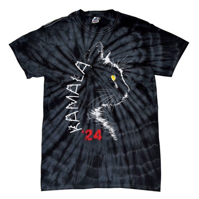 Cat Ladies For Kamala Cat 2024 President Kamala Harris Tie-Dye T-Shirt