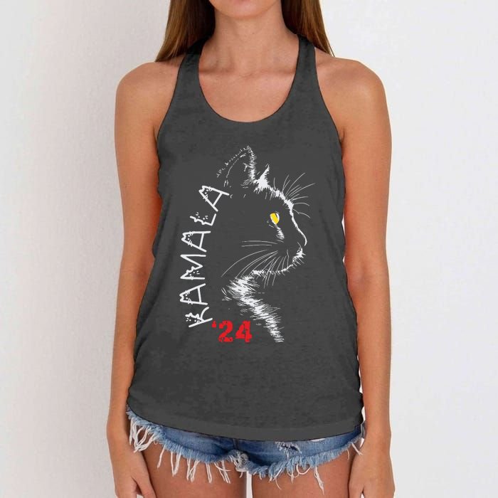 Cat Ladies For Kamala Cat 2024 President Kamala Harris Women's Knotted Racerback Tank