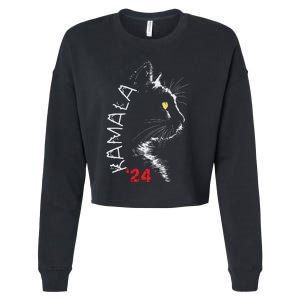 Cat Ladies For Kamala Cat 2024 President Kamala Harris Cropped Pullover Crew