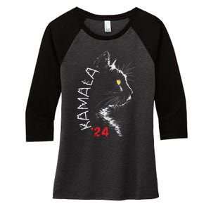 Cat Ladies For Kamala Cat 2024 President Kamala Harris Women's Tri-Blend 3/4-Sleeve Raglan Shirt