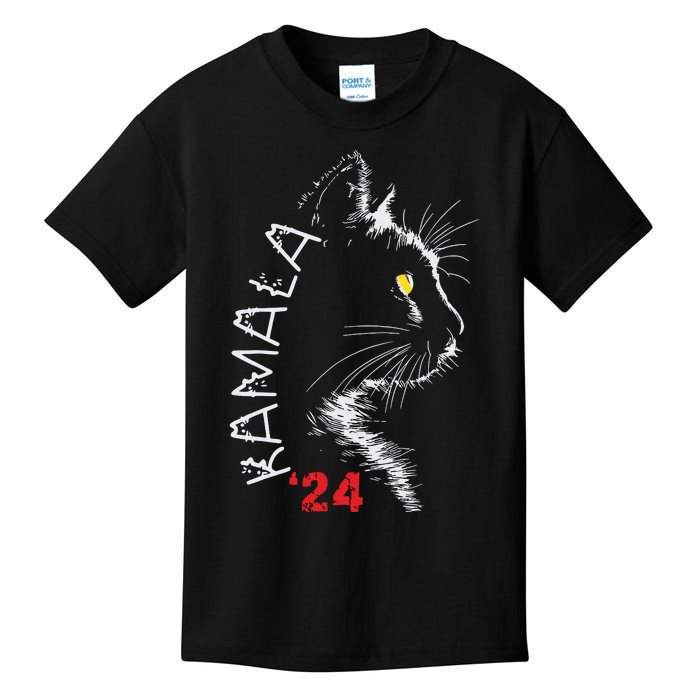 Cat Ladies For Kamala Cat 2024 President Kamala Harris Kids T-Shirt