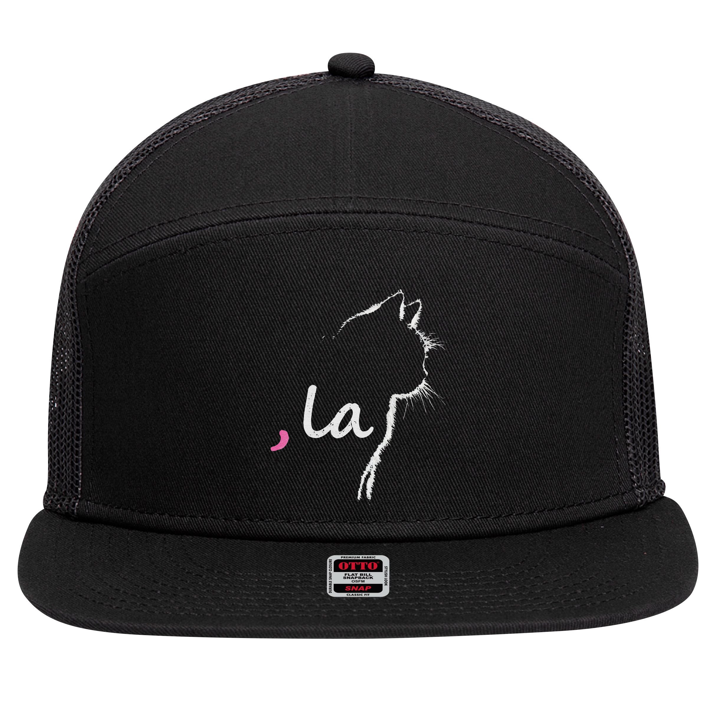 Cat Ladies For Kamala Harris For President 2024 Comma La 7 Panel Mesh Trucker Snapback Hat