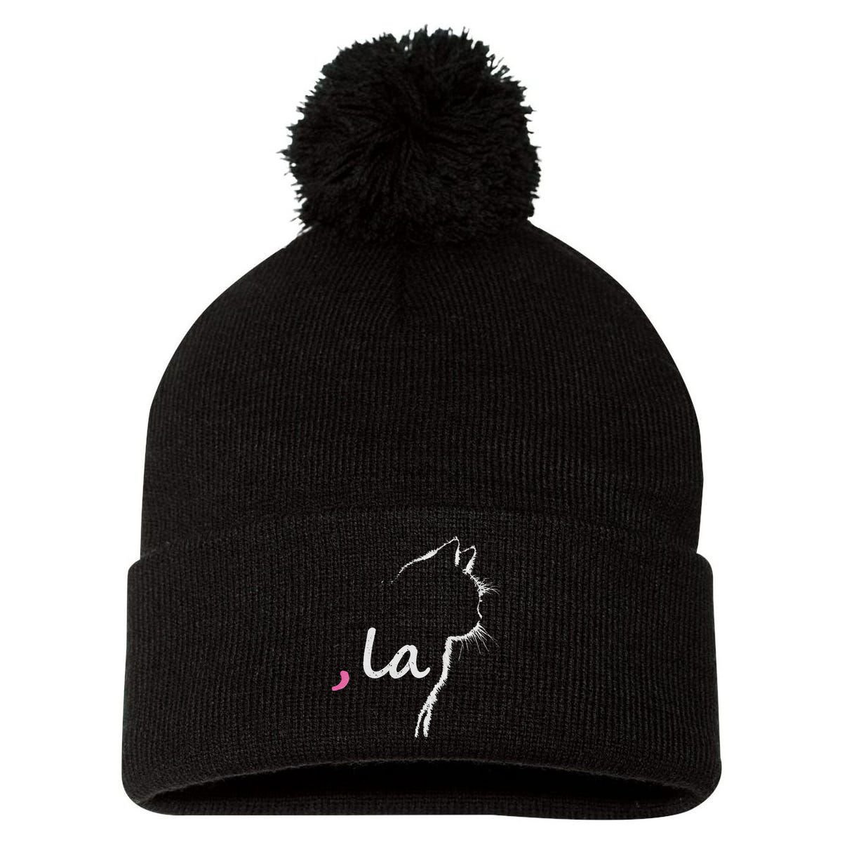 Cat Ladies For Kamala Harris For President 2024 Comma La Pom Pom 12in Knit Beanie