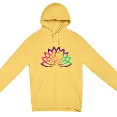 Colorful Lotus Flower Brightly Coloured Yoga Gift Cute Gift Premium Pullover Hoodie