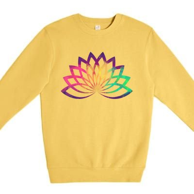 Colorful Lotus Flower Brightly Coloured Yoga Gift Cute Gift Premium Crewneck Sweatshirt