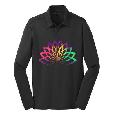 Colorful Lotus Flower Brightly Coloured Yoga Gift Cute Gift Silk Touch Performance Long Sleeve Polo