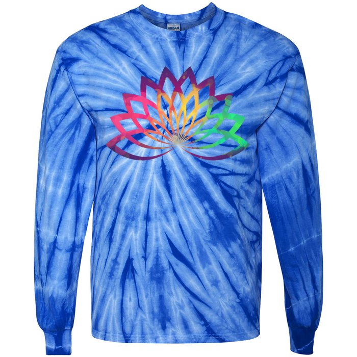 Colorful Lotus Flower Brightly Coloured Yoga Gift Cute Gift Tie-Dye Long Sleeve Shirt