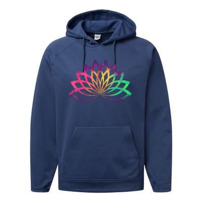 Colorful Lotus Flower Brightly Coloured Yoga Gift Cute Gift Performance Fleece Hoodie