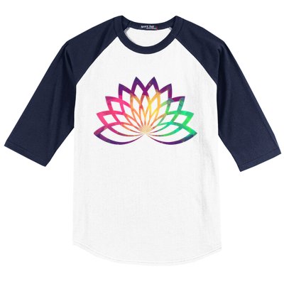 Colorful Lotus Flower Brightly Coloured Yoga Gift Cute Gift Baseball Sleeve Shirt