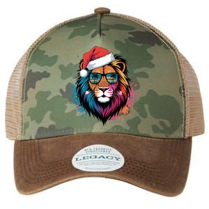 Christmas Lion Face Santa Hat Snowflakes Sunglasses Tropical Gift Legacy Tie Dye Trucker Hat