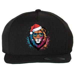 Christmas Lion Face Santa Hat Snowflakes Sunglasses Tropical Gift Wool Snapback Cap