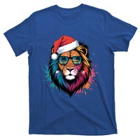 Christmas Lion Face Santa Hat Snowflakes Sunglasses Tropical Gift T-Shirt