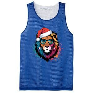 Christmas Lion Face Santa Hat Snowflakes Sunglasses Tropical Gift Mesh Reversible Basketball Jersey Tank