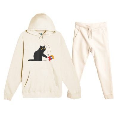 Cat Ladies For Kamala Harris Donald Trump 2024 Sarcastic Premium Hooded Sweatsuit Set