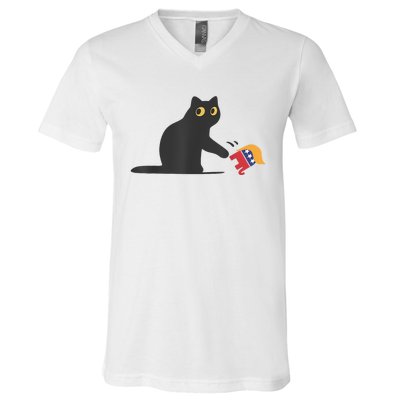 Cat Ladies For Kamala Harris Donald Trump 2024 Sarcastic V-Neck T-Shirt