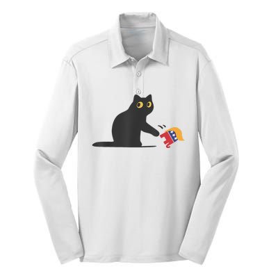 Cat Ladies For Kamala Harris Donald Trump 2024 Sarcastic Silk Touch Performance Long Sleeve Polo