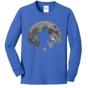 Coffee Lovers Funny Sasquatch Moon Bigfoot Hot Coffee Java Cool Gift Kids Long Sleeve Shirt