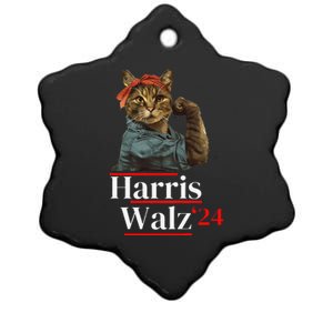 Cat Ladies For Kamala Walz Funny Cat 2024 President Gift Ceramic Star Ornament