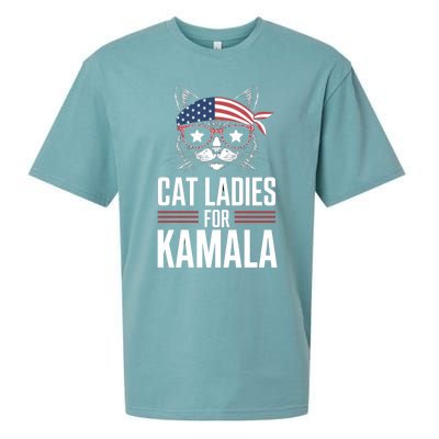 Cat Ladies For Kamala Funny Cat 2024 President Kamalaharris Sueded Cloud Jersey T-Shirt