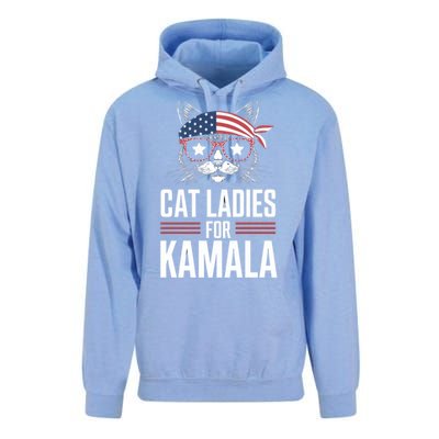 Cat Ladies For Kamala Funny Cat 2024 President Kamalaharris Unisex Surf Hoodie