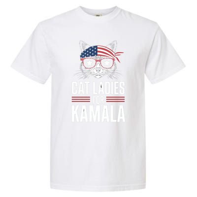 Cat Ladies For Kamala Funny Cat 2024 President Kamalaharris Garment-Dyed Heavyweight T-Shirt