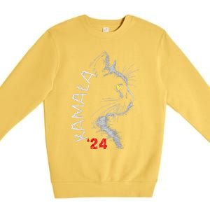 Cat Ladies For Kmala Cat 2024 President Kamalaaharris Premium Crewneck Sweatshirt