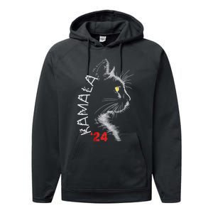 Cat Ladies For Kmala Cat 2024 President Kamalaaharris Performance Fleece Hoodie