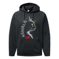 Cat Ladies For Kmala Cat 2024 President Kamalaaharris Performance Fleece Hoodie