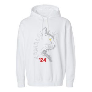 Cat Ladies For Kmala Cat 2024 President Kamalaaharris Garment-Dyed Fleece Hoodie