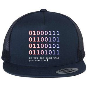 Code Lover Funny Binary Code Tee Tech Lover Flat Bill Trucker Hat