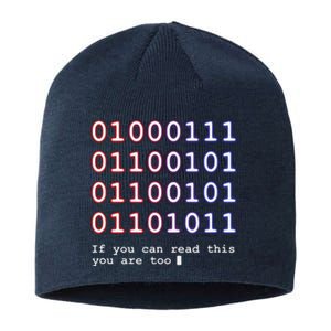 Code Lover Funny Binary Code Tee Tech Lover Sustainable Beanie