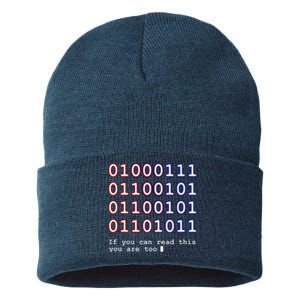 Code Lover Funny Binary Code Tee Tech Lover Sustainable Knit Beanie