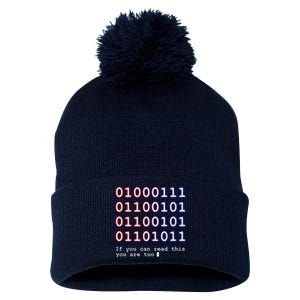 Code Lover Funny Binary Code Tee Tech Lover Pom Pom 12in Knit Beanie