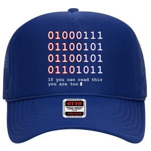 Code Lover Funny Binary Code Tee Tech Lover High Crown Mesh Back Trucker Hat