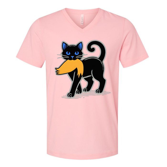 Cat Ladies For Kamala Harris Donald Trump 2024 V-Neck T-Shirt