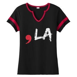 Comma La Funny Kamala Harris 2024 President Gift Ladies Halftime Notch Neck Tee