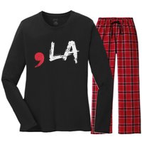 Comma La Funny Kamala Harris 2024 President Gift Women's Long Sleeve Flannel Pajama Set 