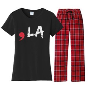 Comma La Funny Kamala Harris 2024 President Gift Women's Flannel Pajama Set