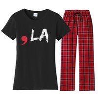 Comma La Funny Kamala Harris 2024 President Gift Women's Flannel Pajama Set