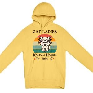 Cat Ladies For Kamala Harris Premium Pullover Hoodie