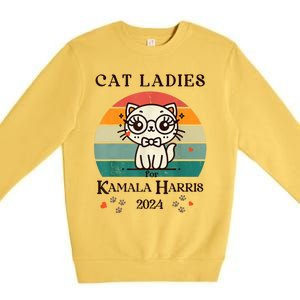 Cat Ladies For Kamala Harris Premium Crewneck Sweatshirt