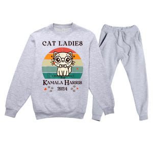 Cat Ladies For Kamala Harris Premium Crewneck Sweatsuit Set