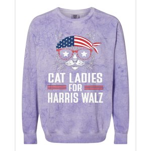 Cat Ladies For Harris Waltz Cat 2024 Colorblast Crewneck Sweatshirt